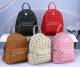 Women's Rivet Trimmed Printed Leather Backpack Schoolbag 281