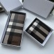 Men's Sewn Striped Decorative Leather Wallet Card Bag brown 503