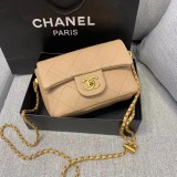 Women's Classic Flap Gold Button Diamond Plaid Sheepskin Chain Flip Over Crossbody Shoulder Bag 6057