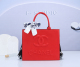 Women's Three-dimensional Large Font Logo Butterfly Woven Belt Decoration Shopping Bag Handbag 6921