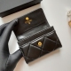 Women's Classic Gold Chain Logo Fliped Leather Wallet black AP1790