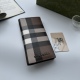 Men's Sewn Striped Decorative Leather Wallet Card Bag brown 503