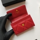 Women's Classic Gold Chain Logo Fliped Leather Wallet red AP1790