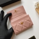 Women's Classic Gold Chain Logo Fliped Leather Wallet pink AP1790