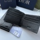 Men's Sewn Striped Decorative Leather Wallet Card Bag black 503