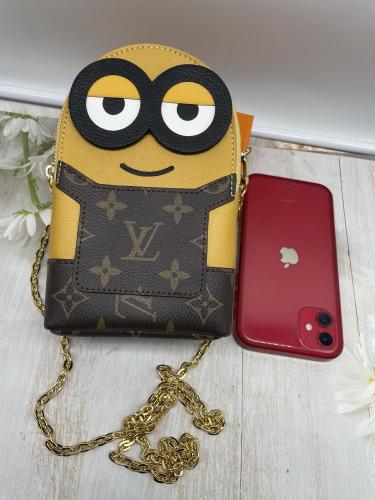 Women's Classic Printed Yellow Man Cute Style Leather Phone Bag