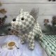 Classic Checkered Print Cute Puppy Doll with Diamond Earrings and Collar