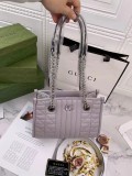 Women's GG Marmont Silver Label Vertical Stripe Twill Chain Quilted Leather Tote Bag Shopping Bag Crossbody Shoulder Bag 7799