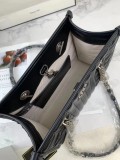 Women's GG Marmont Silver Label Vertical Stripe Twill Chain Quilted Leather Tote Bag Shopping Bag Crossbody Shoulder Bag 7799