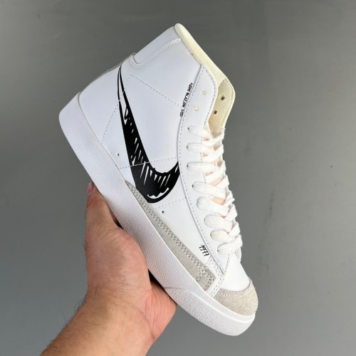 Blazer Mid 77 Sketch White Black Board shoes CW7580-100