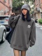 Adult Unisex Casual Embroidered Round Neck Long Sleeve Sweatshirt Gray