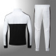 Men's Simple Paneled Two-Tone Casual Cotton Zip Jacket Sweatshirt Set 88876#