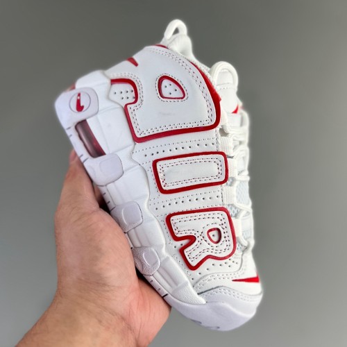 WMNS Air More Uptempo GS Barely kid Basketball shoes White RED