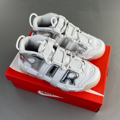 WMNS Air More Uptempo GS Barely Basketball shoes White Silver