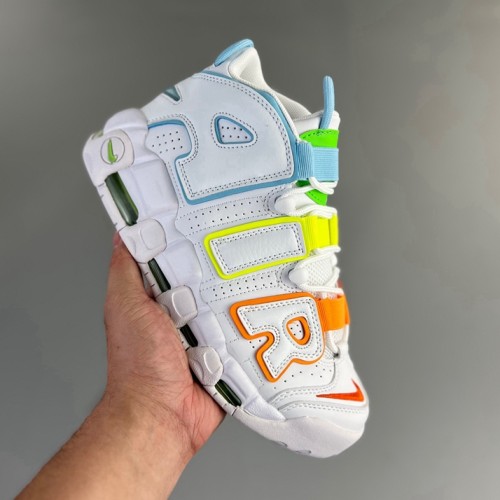 WMNS Air More Uptempo GS Barely Basketball shoes  Blue yellow orange
