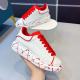 Adult Fashion Versatile Original Cowhide Casual Shoes White Red