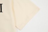 Unisex Adult Cotton Simplicity Round Neck Short Sleeve T-Shirt Beige 715#202450