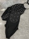 Adult women's one-piece swimsuit Black CH38
