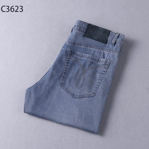 Spring/Summer New Sky Blue Fashion Handsome Trendy Men's High-end Men's Jeans 3623