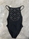 Adult women's one-piece swimsuit Black CH38