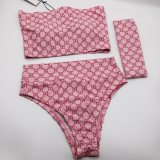 Adult women's split swimsuit bikini Pink GU06
