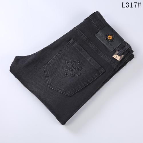 Autumn/Winter High-end Brand Thickened Warm Trendy Handsome Non-ironing Wrinkle-resistant Straight leg Jeans L317
