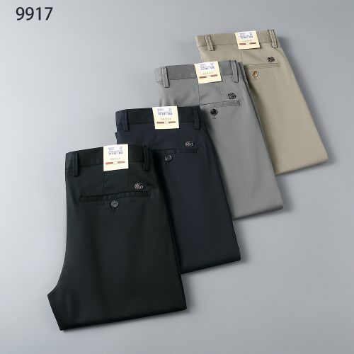 New Spring/Summer Tencel Cotton Twill Elastic Straight-leg Non-ironing Wrinkle-Resistant Men's Casual Pants 9917