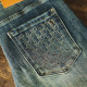 Autumn/Winter New Exquisite Embroidered Trouser Bag High-end Brand Light Luxury Fashion Straight-leg Men's Jeans 702 Blue