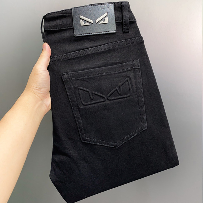 2024 Autumn/Winter New High end Brand Black Light-luxury Straight leg Non-ironing Wrinkle-resistant Men's Jeans 8833