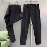 2024 Autumn/Winter New High end Brand Black Light-luxury Straight leg Non-ironing Wrinkle-resistant Men's Jeans 8833