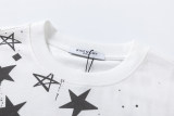 2024 Summer New Unisex Fashion Hundred Star Cotton Short Sleeve T-Shirt White T2077#202462