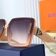 Glide Enlarged Gradient Lenses Gold Pattern Decoration Simple Fashionable Versatile Sunglasses 7229