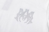 Summer New Unisex Fashion Wild Letters Logo Hot Diamond Cotton T-shirt White T2032 # 202458