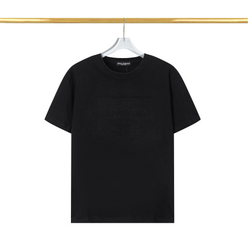 Spring And Summer New Unisex Fashion Wild Three-dimensional LOGO Cotton T-shirt Black T2025 # 202458