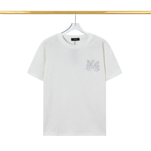 Summer New Unisex Fashion Wild Letters Logo Hot Diamond Cotton T-shirt White T2032 # 202458