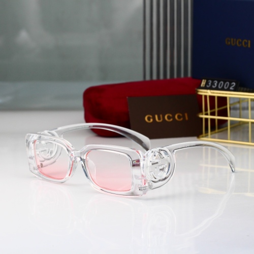 Hollow Frame Design Gradient Color Lenses Fashionable Versatile Women's Glasses 33002