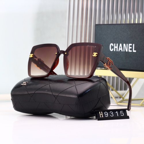 Simple Light-luxurious Metal Logo Decoration Gradient Color Large Lenses Travel Glasses 9315