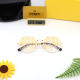 Metal Texture Lightweight Frame Unique Printed Lenses Fashionable Versatile Glasses 858272