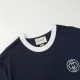 Summer New Men's Retro Matching Cotton Round Neck Short-sleeved T-shirt Dark Blue K550 # 202480