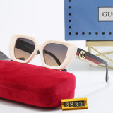 Trendy Patterned Frame Gold Logo Decoration Gradient Lenses Travel Glasses 3837