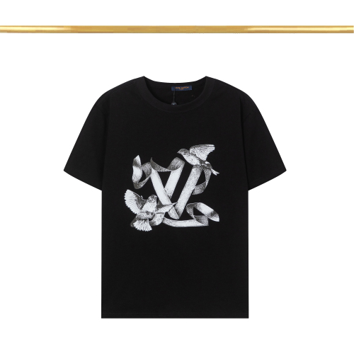 Summer New Unisex Fashion Printed Cotton Short Sleeve T-Shirt Black T2043#202458