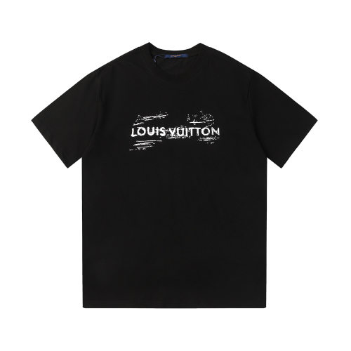 Summer New Men's Simple Versatile Printed Cotton Short-sleeved T-shirt Black 2526#202460