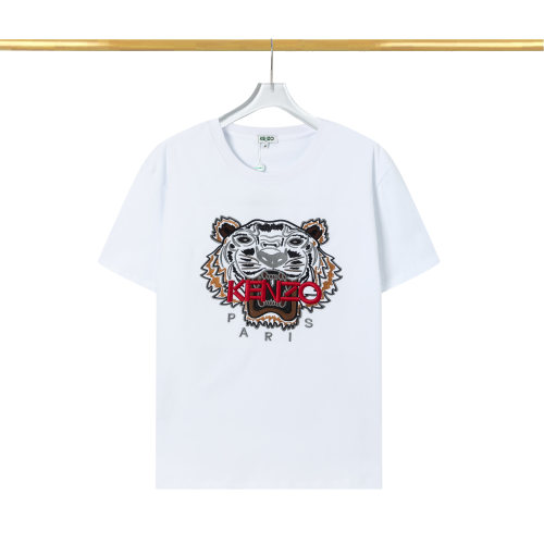 Summer New Unisex Fashion Tiger Logo Embroidery Loose Cotton Short-sleeved T-shirt White 12008#202363