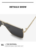 Cyclone Minimalist Light-luxury Metal Texture Gold Frame Solid Color Large Lens Fashion Glasses Z1700