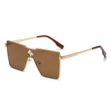 Cyclone Minimalist Light-luxury Metal Texture Gold Frame Solid Color Large Lens Fashion Glasses Z1700