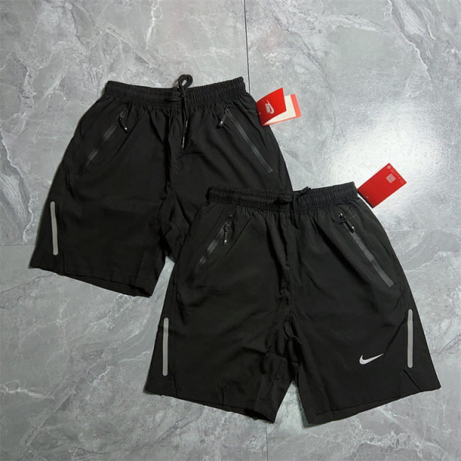 Men's Fashion Zipper Pocket Printed Quick Dry Shorts Black XM-892910