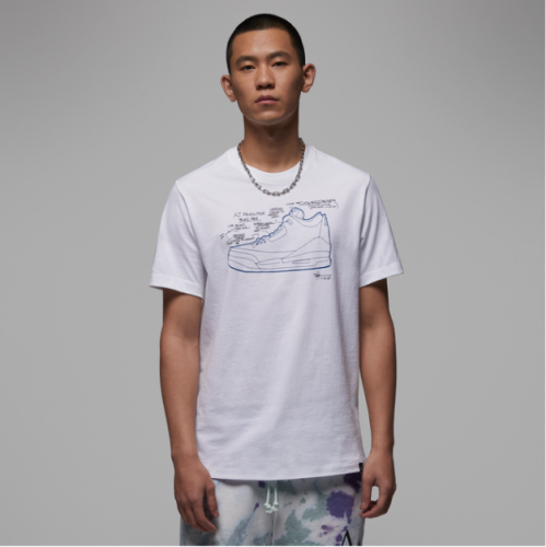 Men's Adult Fashion Print Cotton Casual Short Sleeve T-Shirt White FN-3715