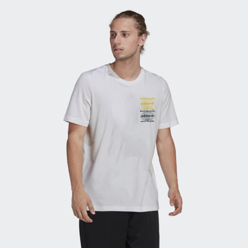 Summer Adult Men's Simple Printed Cotton Short Sleeve T-Shirt White IJ-0981