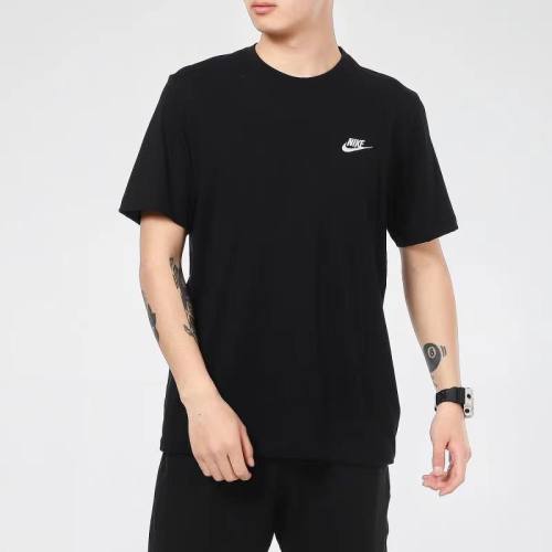 Summer Adult Simple Embroidery Hundred Casual Short Sleeve T-Shirt Black XP-217