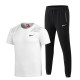Summer Men's Adult Simple Hundred Printed Logo Sports Suit White Black M-6622